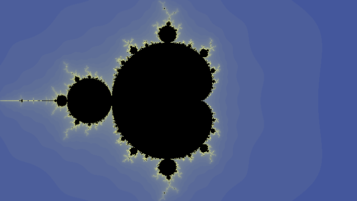 Colorful rendering of the Mandelbrot set.