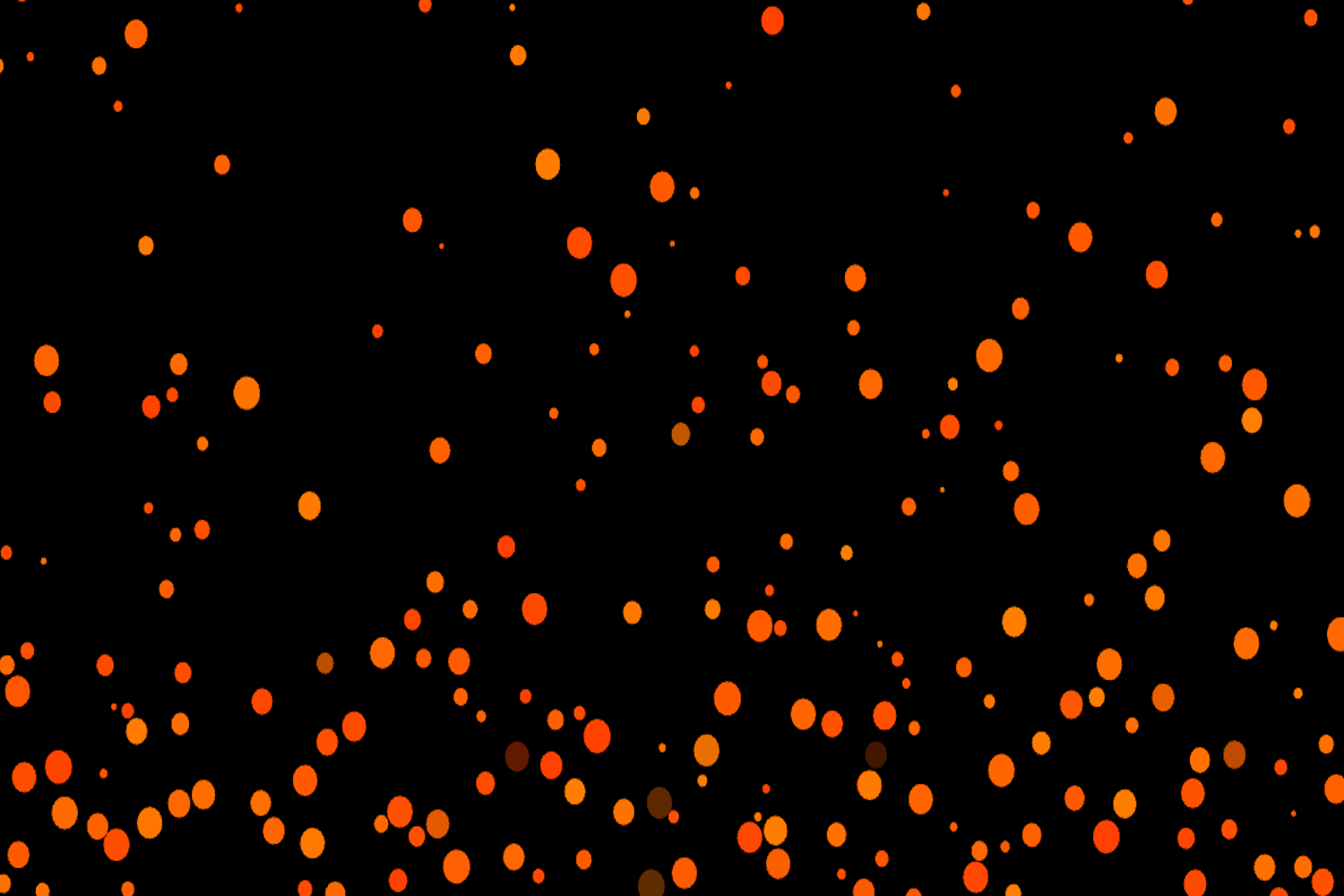 The bouncing particles animation used in this tutorial displays orange circles bouncing around a dark canvas.